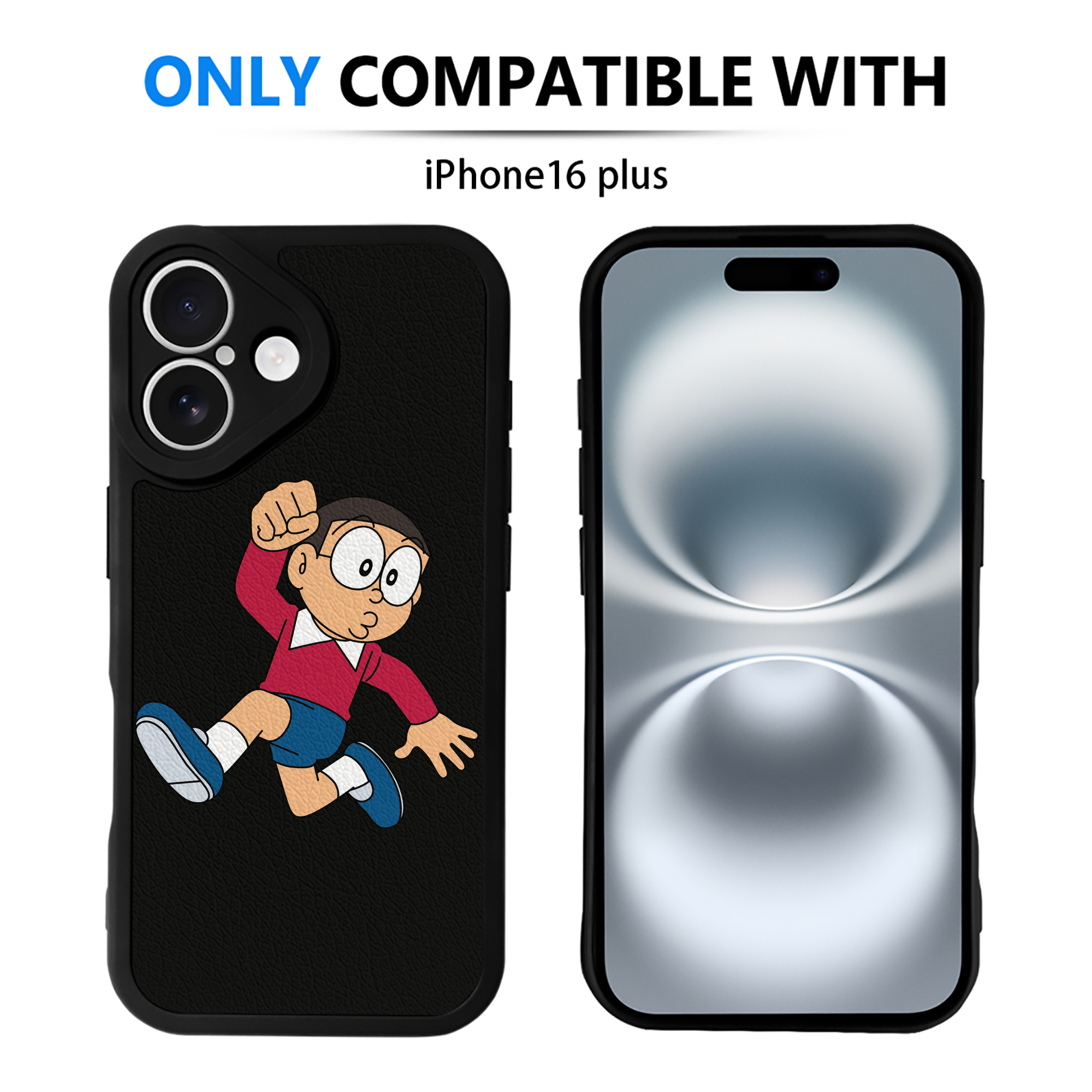 （画像用） ドラえもん 野比 のび太 Doraemon Nobita Nobi 【iPhone 16シリーズ対応】シリコンスマホケース（レザー調） 材質：シリコン